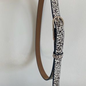 A&F Women's Skinny Spotted Calf Hair Oval Buckle Belt